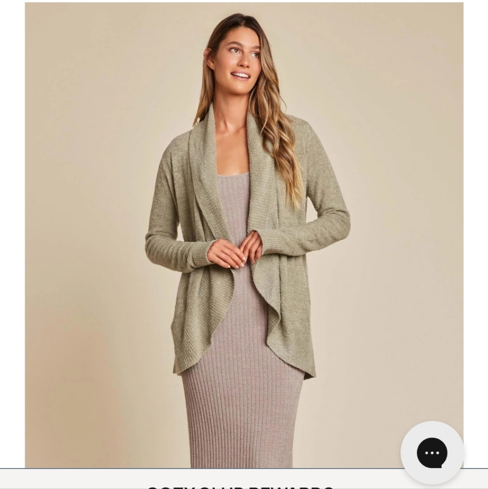 Barefoot Dreams Cozychic Lite Circle Cardigan In Cocoa Pearl Heather